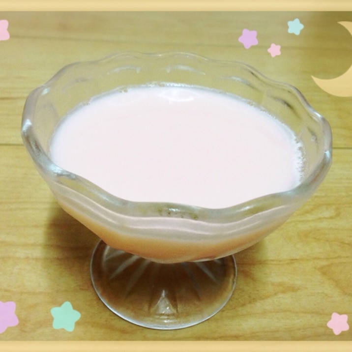 カキ氷のシロップで作るイチゴ味の牛乳プリン
